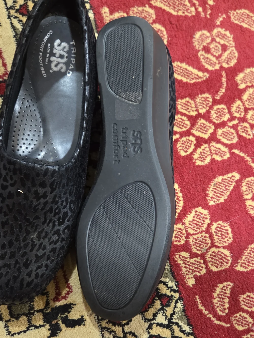 SAS Tripad Black Leopard Print Comfort Slip-On Shoes
